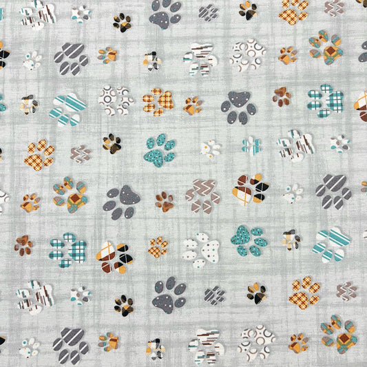 Mix Paw Prints Water Resistant Fabric